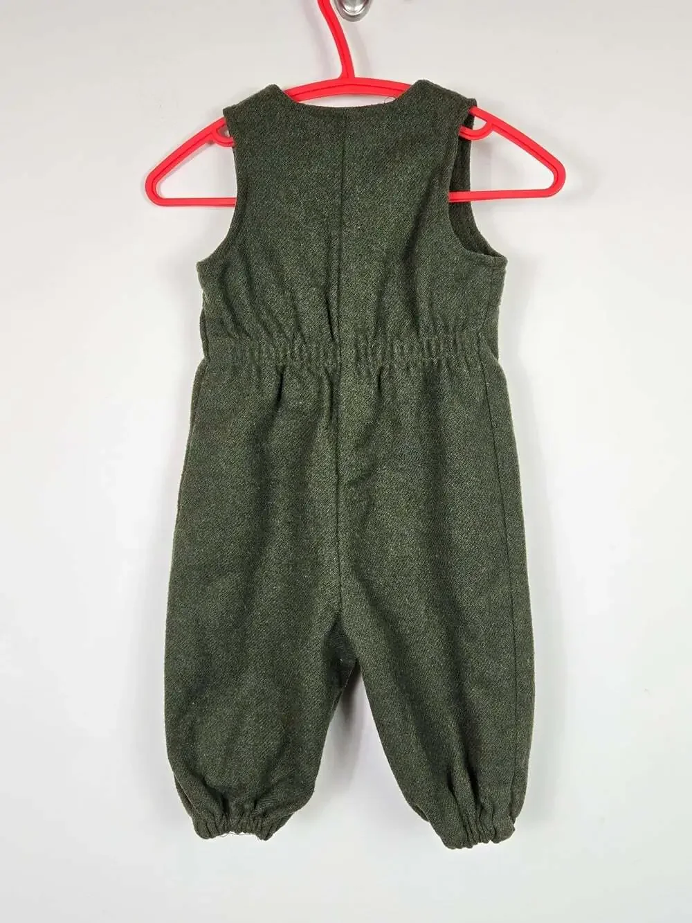 Vintage Pierre Cardin Baby Wool Romper 6M Green Zip One Piece Quiet Luxury